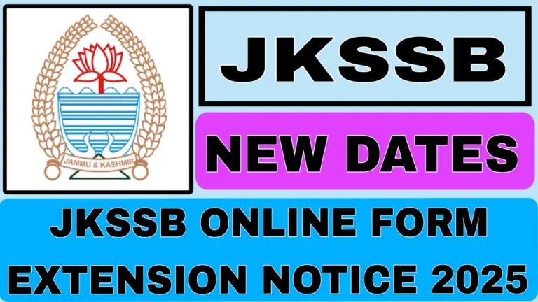 JKSSB Online Form Extension Notice 2025